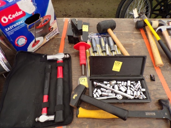 Group Of Assorted Tools, Socket Set (Incomplete), Hammers, Ball Peen, 3 Lb.