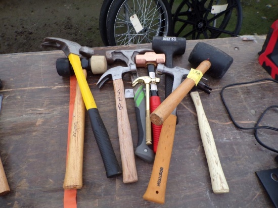 Group Of Assorted Hammers, Claw, Rubbe, Copper Head Sledge (10) Total