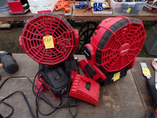 (2) Bauer 20v 2-Speed Fans (1) Battery, NO CHARGER