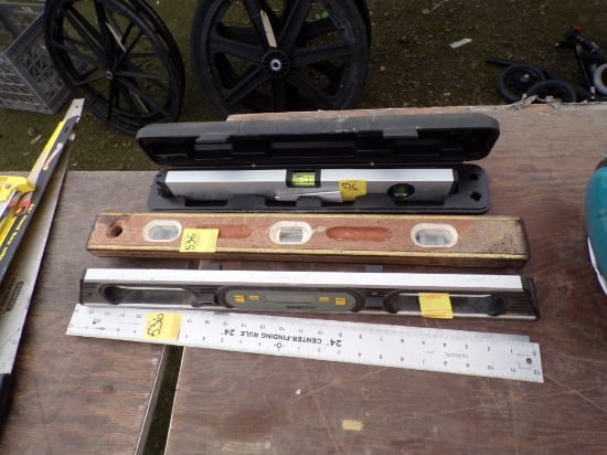 Group Of Assorted Levels, 24'' Smart Level (Battery Powered), Wooden 24'',