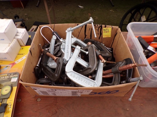 Box Of Assorted C-Clamps, 1'', 2'', 3''