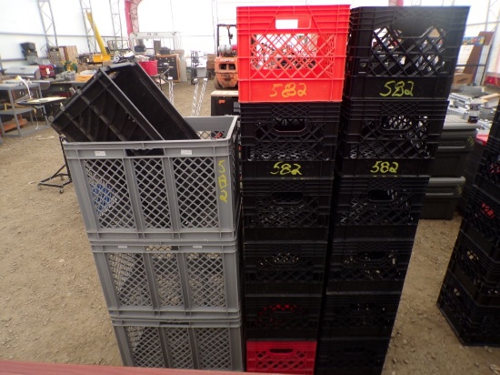 (3) 23 1/2'' x 16'' Stackable Crates (10) 18'' x 12'' Stackable Crates, (2)