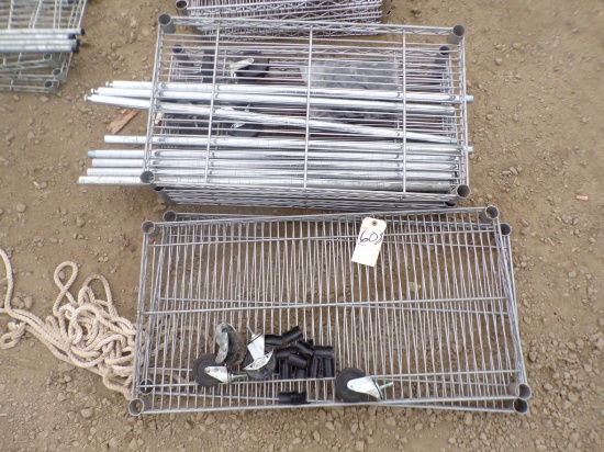 4-Tier Adjustable Wire Shelf Unit, 30'' x 18'' x 72'' w/Casters and (2) 36'