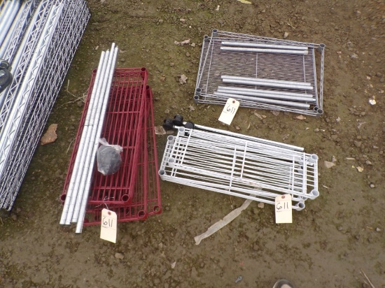 (3) Adjustable Wire Shelf Units - (1) 23'' x 10'', Red, (1) 23'' x 7 1/2''