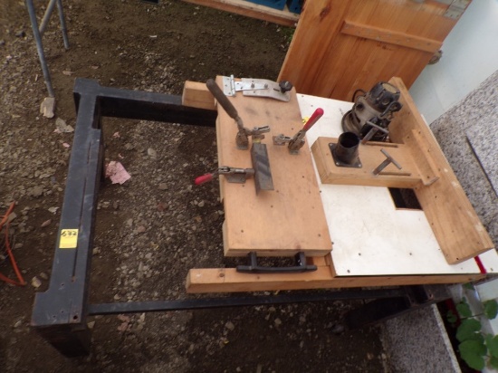Homemade Router and Clamping Tables with Craftsman Router Sitting on a Roll