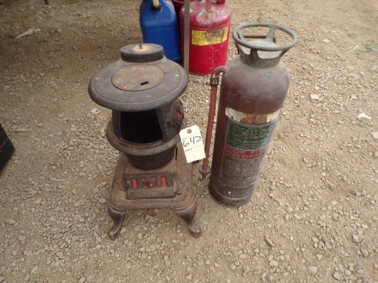 Antique Childs Model DS Fire Extinguisher and Vintage Umco No. 28 Cast Iron