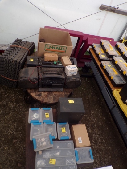 Group of Misc. Items - Nails, Tweeters, Gate Catches, Hinges, (2) Stereos: