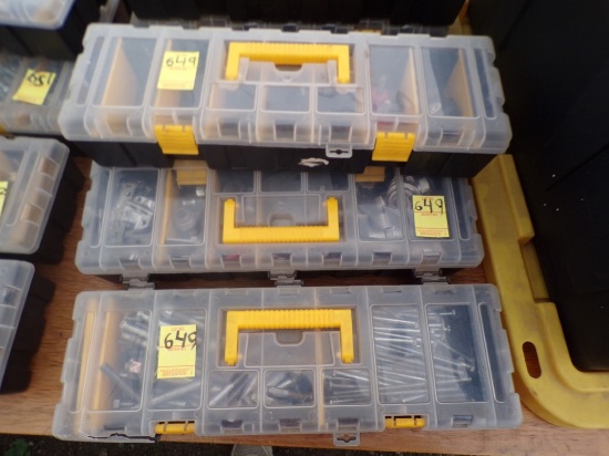 (3) Plastic Organizers with Contents - Plastic Handles, Gas Fittings, Hinge