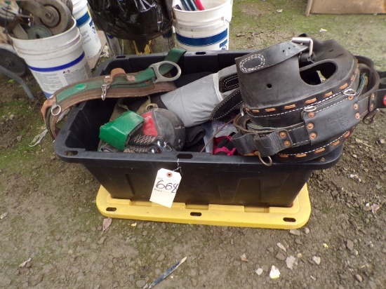 Tote of Safety Rigging Equipment - (2) Buckingham Belts Size 25 and 26, Pro