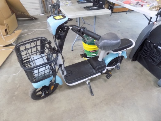 New Electric Bike/Scooter with Charger, Blue and White
