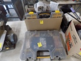 Box And An Organizer Full Of Electrical Clips, Hardware And Accessories