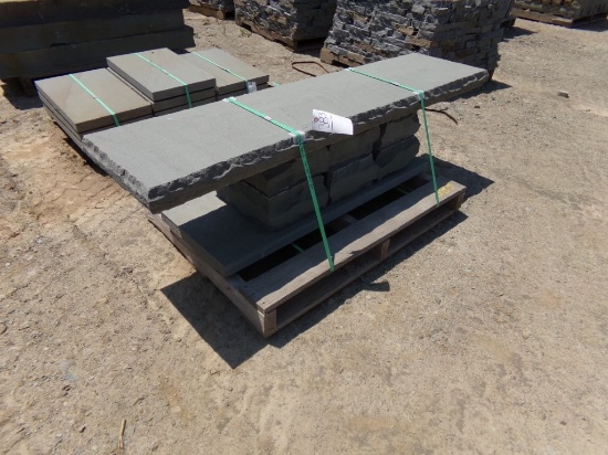 Fancy Rock Faced Bench 18'' x 72'' x 3'' Seat/Top w/Rock Faced Blocks/Bases