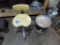 (2) Rolling Stools, (1) with Back, (1) Without
