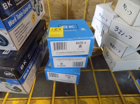 (3) New 3 1/2'' Stainless Steel Basket Drains with Curmb Top, Sold as a Lot