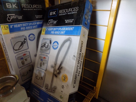 New BK Opti-Flow 8'' Heavy Duty Splash Mount Pre Rinse Unit