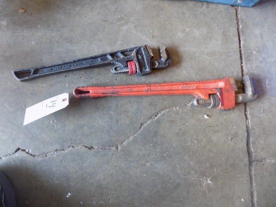 (2) Pipe Wrenches - Red 24'' Pittsburgh and Black 18'' Husky