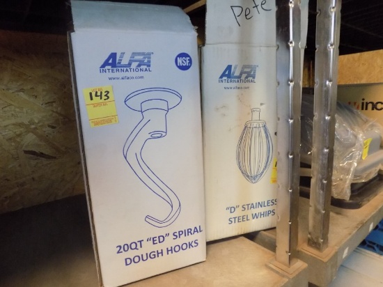 (2) New Beaters for Commercial 20 Qt. Mixer - (1) ''D'' Stainless Steel Whi