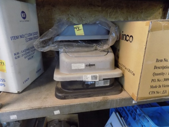 (3) New Winco Trash Can Covers, 20'' x 11 1/2'' Size Cans, (2) Gray, (1) Bl