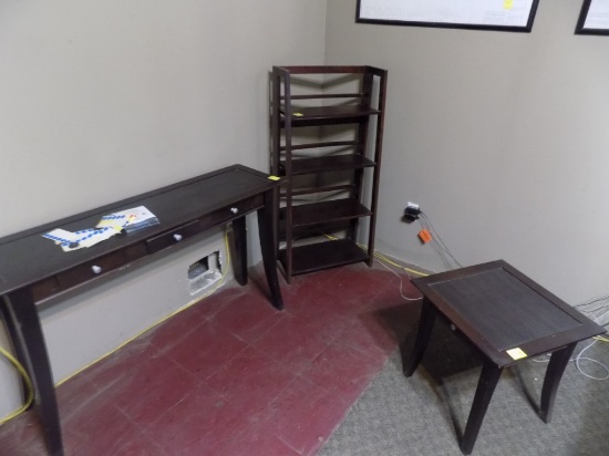3 Pc. Furniture Set, 4 Tier Shelf, 48'' Table with 3 Drawers and an End Tab