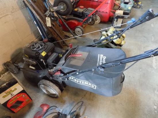 Grey Craftsman Push Mower with Bagger, Turns Over, Will Probably Run