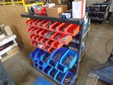 6 Tier Bin Organizer with Top Shelf Full of Good Hardware, Red and Blue Bin
