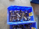 Blue Bin of Assorted Deep and Shallow Sockets