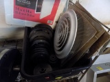Large Black Tote Full of Assorted Pulleys and Ceiling Vents and an Acess Pa