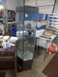 Octagon Shaped Glass Display Cabinet, 6' Tall