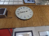 Large Round Clock Hanging in Front of Offices