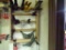 Group of Assorted Clamps Hanging on Door (23) and Contents of Drawers Under