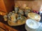 Group of Tacy Porter Painted Ceramic Dishes on Counter, ''The Laurel Leaf C