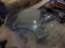 Glass Top Kidney Shaped Coffee Table, Granite Looking Legs, 49''L x 30''W (