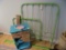 Green Twin Bed Frame w/Fish Motif Storage Cabinet - Bar-Type Head and Footb