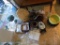 Lg Grp of Household Decorations Near Piano - Clear Glass, Wicker Baskets, M