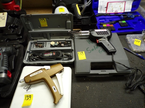 Glue Gun in Case, Soldering Gun in Case, Dremel Model 395 Moto Tool, Corded