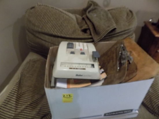 Box with Adding Machines, Clip Boards and V-Line Catalogs (Sm. Denoff Kitch