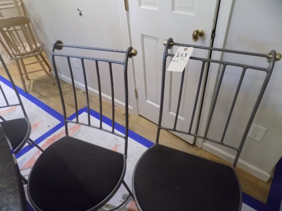 (2) Bar Stools - Black Cushioned Gray Wire Construction, Nice (2 x Bid Pric