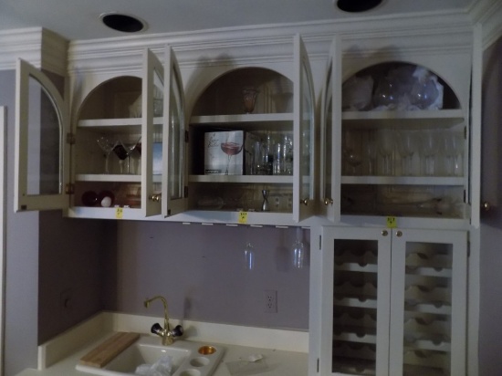 Glassware Contents in Both Wall Cabinets - Wine Glasses, Mugs, Mixed Drink