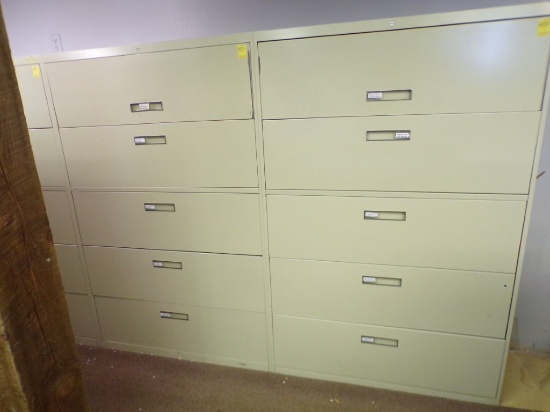 (2) 5 Drawer Lateral Filing Cabinets, 42'' x 18'' x 65''