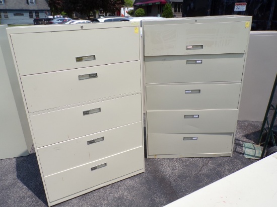(2) 5 Drawer Lateral Filing Cabinets, 42'' x 18'' x 65''