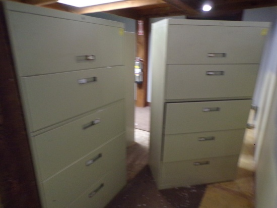 (2) 5 Drawer Lateral Filing Cabinets, 36'' x 18'' x 64''