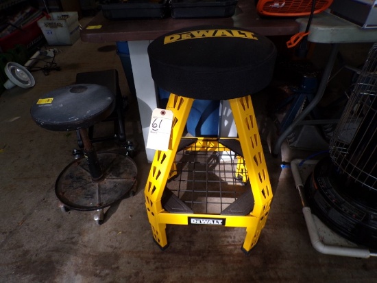 DeWalt Swivel Seat Shop Stool with a Metal Wire Shelf