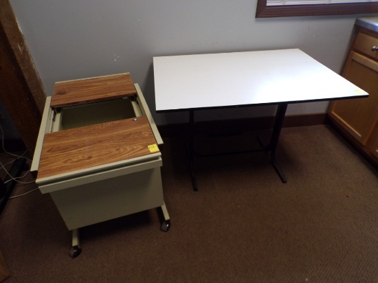 Rolling Metal 21'' x 27'' Cabinet with Slide Open Top and a 42'' x 30'' Woo