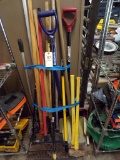 Group of Misc. Hand Tools - Snow Shovels, Leaf Rakes, Sledge Hammer, Pointe