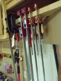 (6) Bessey Non Marring Bar Clamps and (3) Bar Clamps (Woodshop)