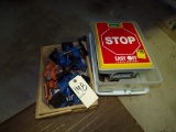 Wooden Crate with Assort. Pipe Clamp Ends and Reitech Start/Stop Station Pi