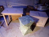 (3) Household Decorations 30'' x 20' Table, 16'' x 16'' x 21'' Green Plaste