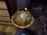 Free Standing Wood Framed 20'' World Globe (Sm. Den off Kitchen)