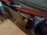 Group of Marker Stakes, a Stainless Yard Stick and a Small Orange Carry Cas