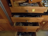 Contents of (4) Drawers Next to Built In Refrigerator - Knives, Utensils, R